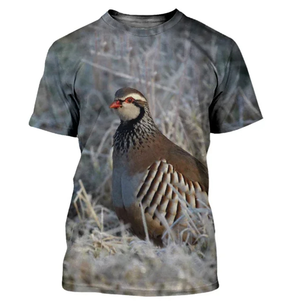 Hunting Quail - ฤดูร้อนสัตว์นกกระทา 3D พิมพ์เสื้อยืดการล่าสัตว์ผู้ชาย O-คอเสื้อ T แขนสั้นขนาดใหญ่