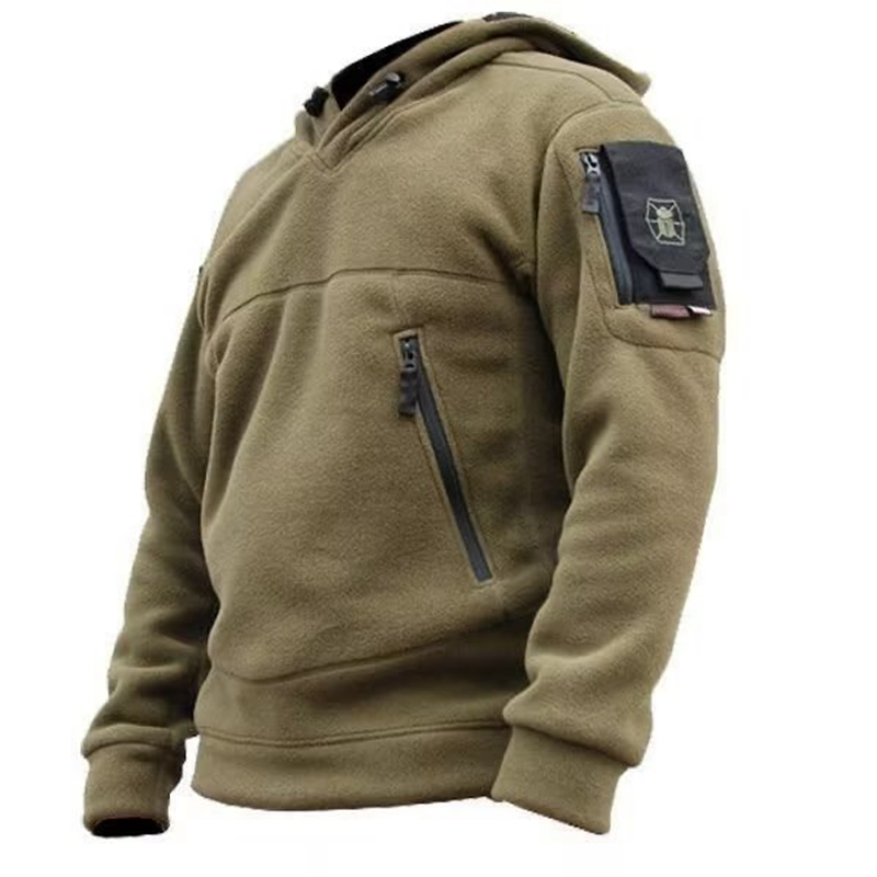 Outdoor Hunting Hoodie - ผู้ชายฤดูหนาวขนแกะล่าสัตว์ซิปแจ็คเก็ตยุทธวิธีทหารเสื้อนุ่มเสื้อแจ็คเก็ตเดินป่าผู้ชายยุทธวิธีกลางแจ้ง