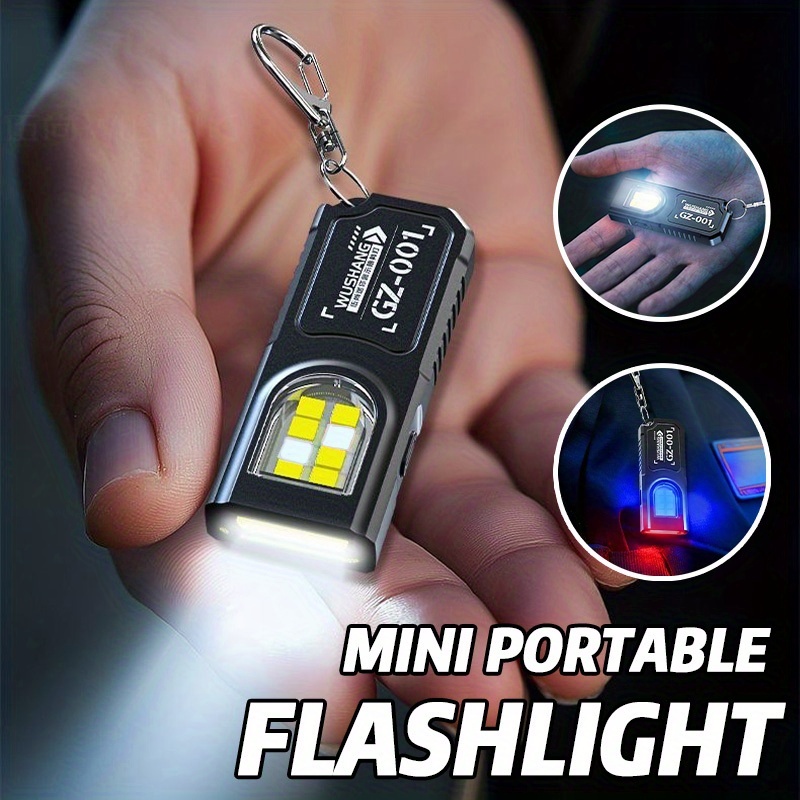 Tactical Flashlight Rechargeable - ไฟฉายพวงกุญแจ LED COB ขนาดเล็กทรงพลัง ชาร์จ USB-C
