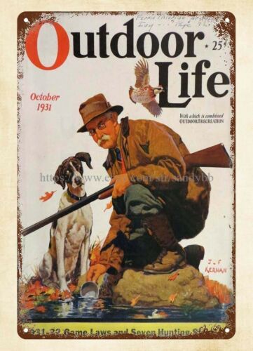 Outdoor Hunting House - ป้ายโลหะตกแต่งภายในบ้าน ปี 1931 ปกนิตยสาร OUTDOOR LIFE