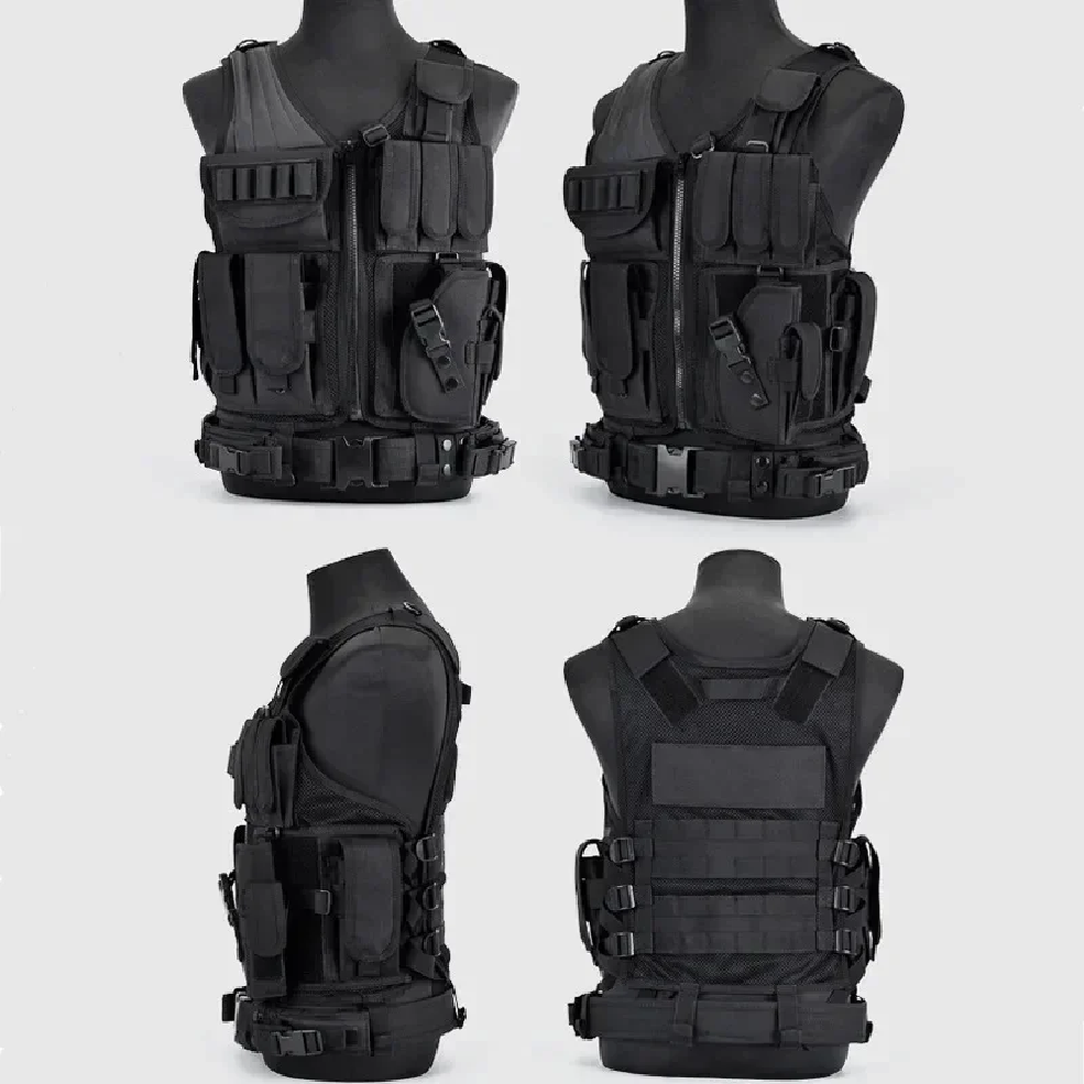 Hunting Outdoor Game - เสื้อกั๊กยุทธวิธีแบบปรับได้ Molle เสื้อเกราะป้องกันตัวสำหรับการรบ รปภ. ล่าสัตว์ กองทัพ