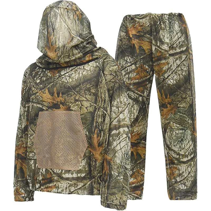 Outdoor Hunting Hoodie - ชุดเสื้อฮู้ดกันยุงสำหรับตกปลาและเลี้ยงผึ้ง แห้งเร็ว ทนทานต่อการสึกหรอ ลายพราง เหมาะสำหรับการล่าสัตว์ กิจกรรมกลางแจ้ง
