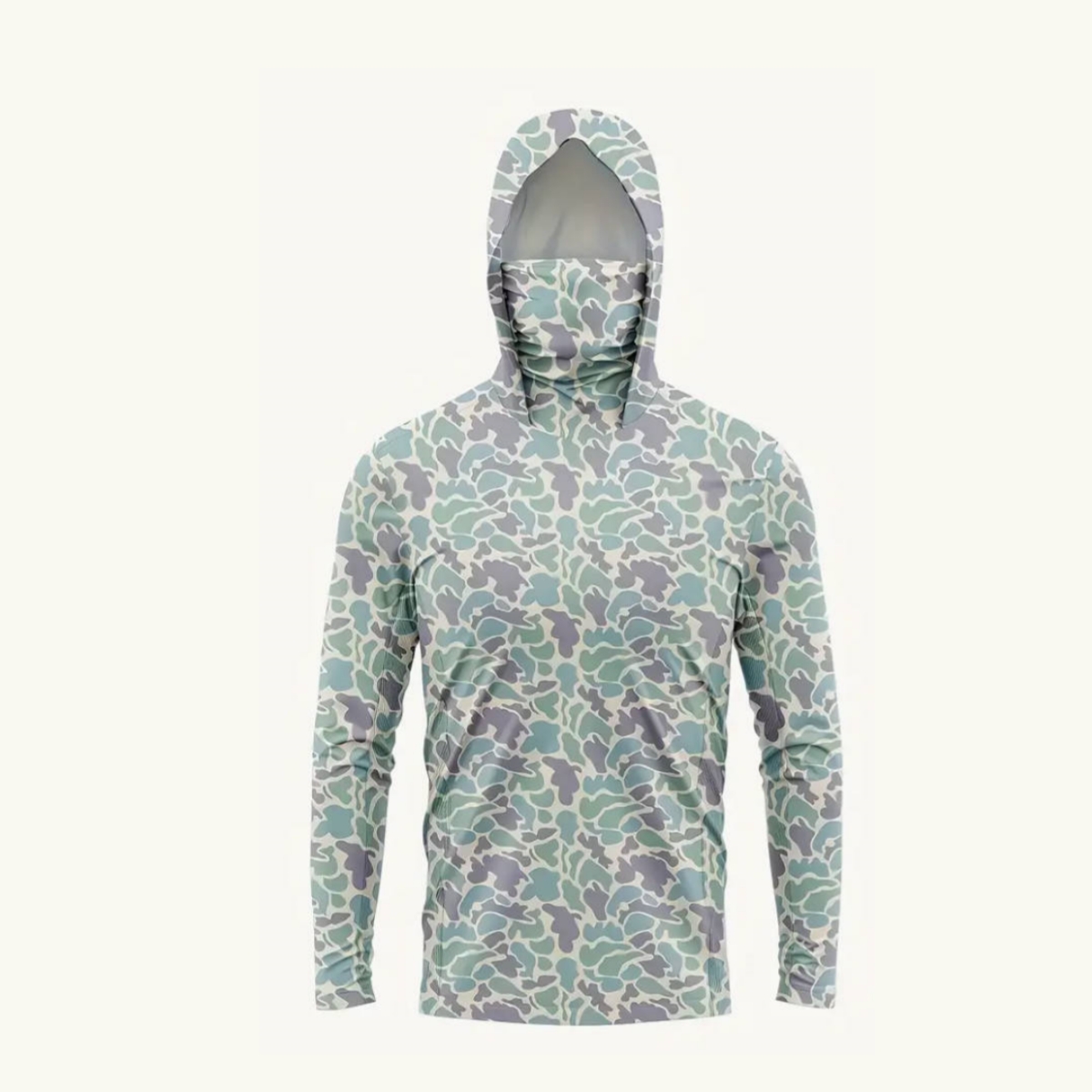 Outdoor Hunting Hoodie - เสื้อฮู้ดดี้กันแดดสำหรับผู้ชาย UPF50+ พร้อมหน้ากากปิดหน้า ลายพราง แห้งเร็ว ป้องกันรังสียูวี