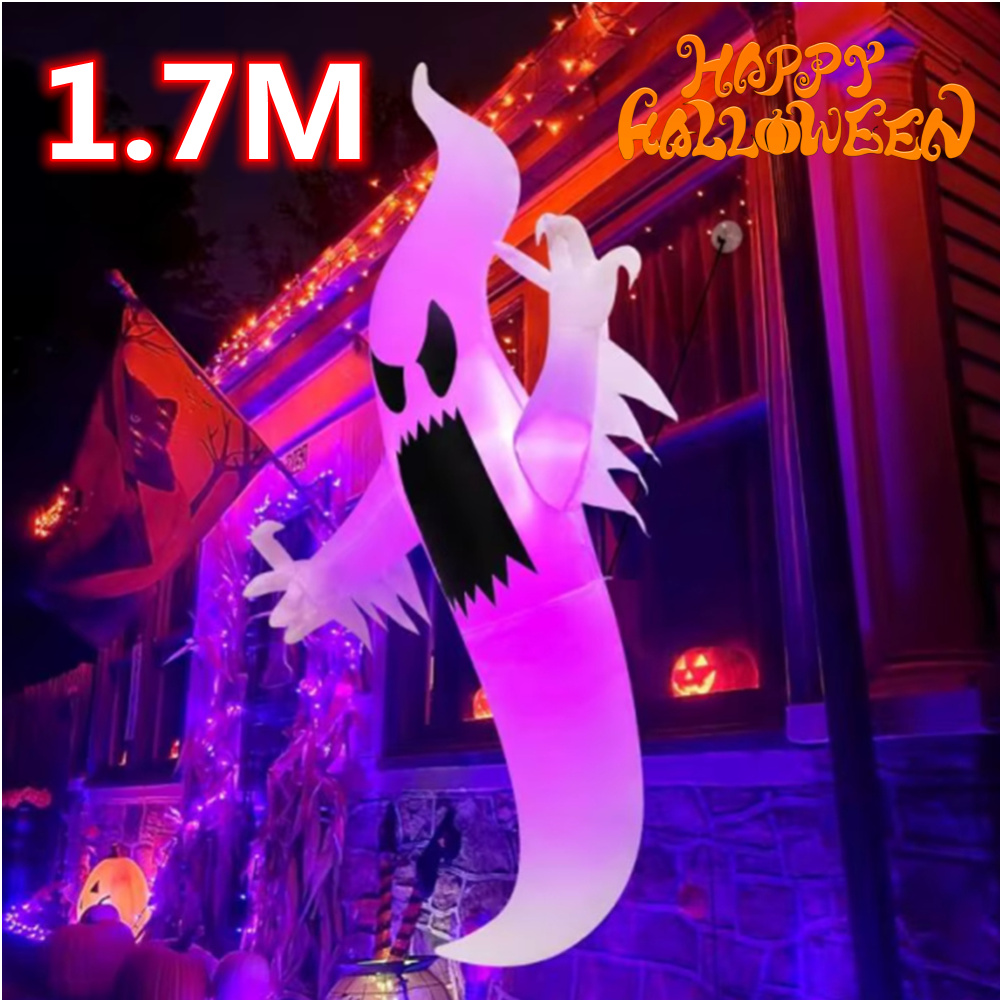 Outdoor Hunting House - โมเดลผีปีนหน้าต่างเป่าลมสำหรับฮาโลวีน ขนาด 1.7 เมตร พร้อมไฟ LED