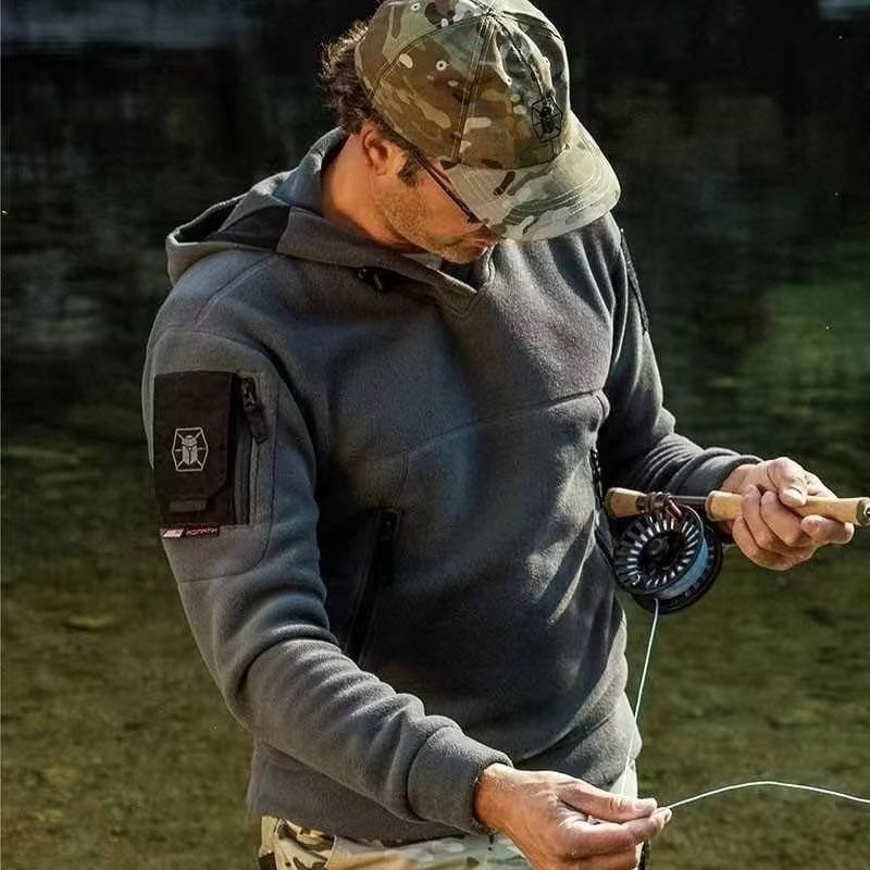 ผู้ชายฤดูหนาวขนแกะล่าสัตว์ซิปแ - Outdoor Hunting Hoodie บทวิจารณ์และราคา