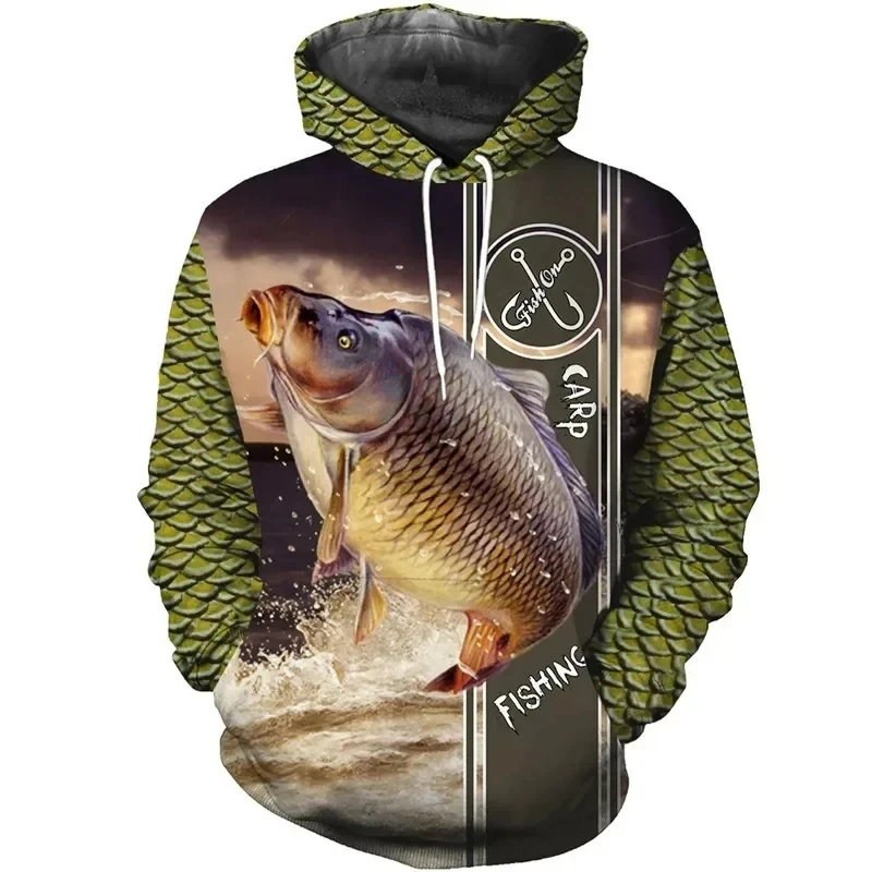 เสื้อฮู้ดลายปลาคาร์พพิมพ์ลาย 3 - Outdoor Hunting Hoodie บทวิจารณ์และราคา