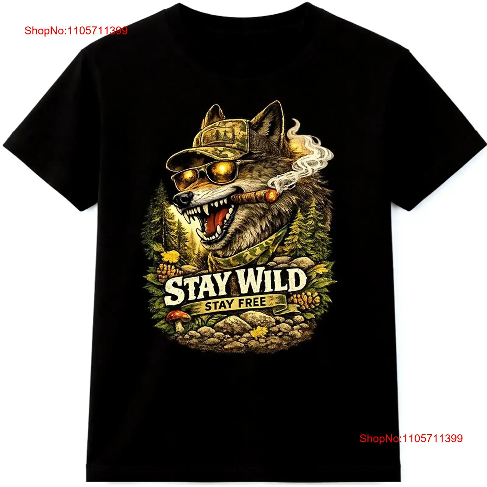 เสื้อยืดลายหมาป่า Stay Wild Fr - Wildman Hunting & Outdoor Polokwane บทวิจารณ์และราคา